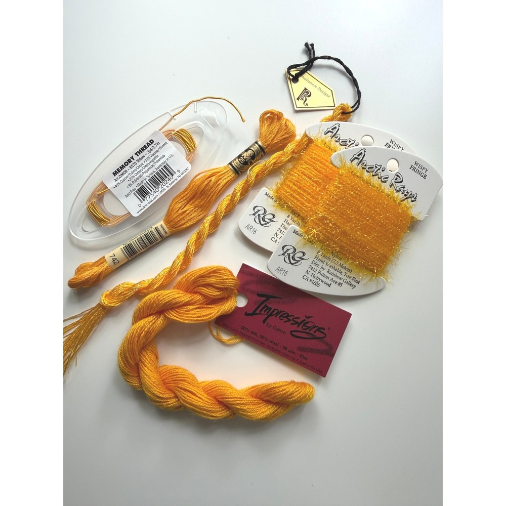 Mixed Lot of Yellow & Orange Luxury Fiber Needlepoint Embroidery Fiber Arts
